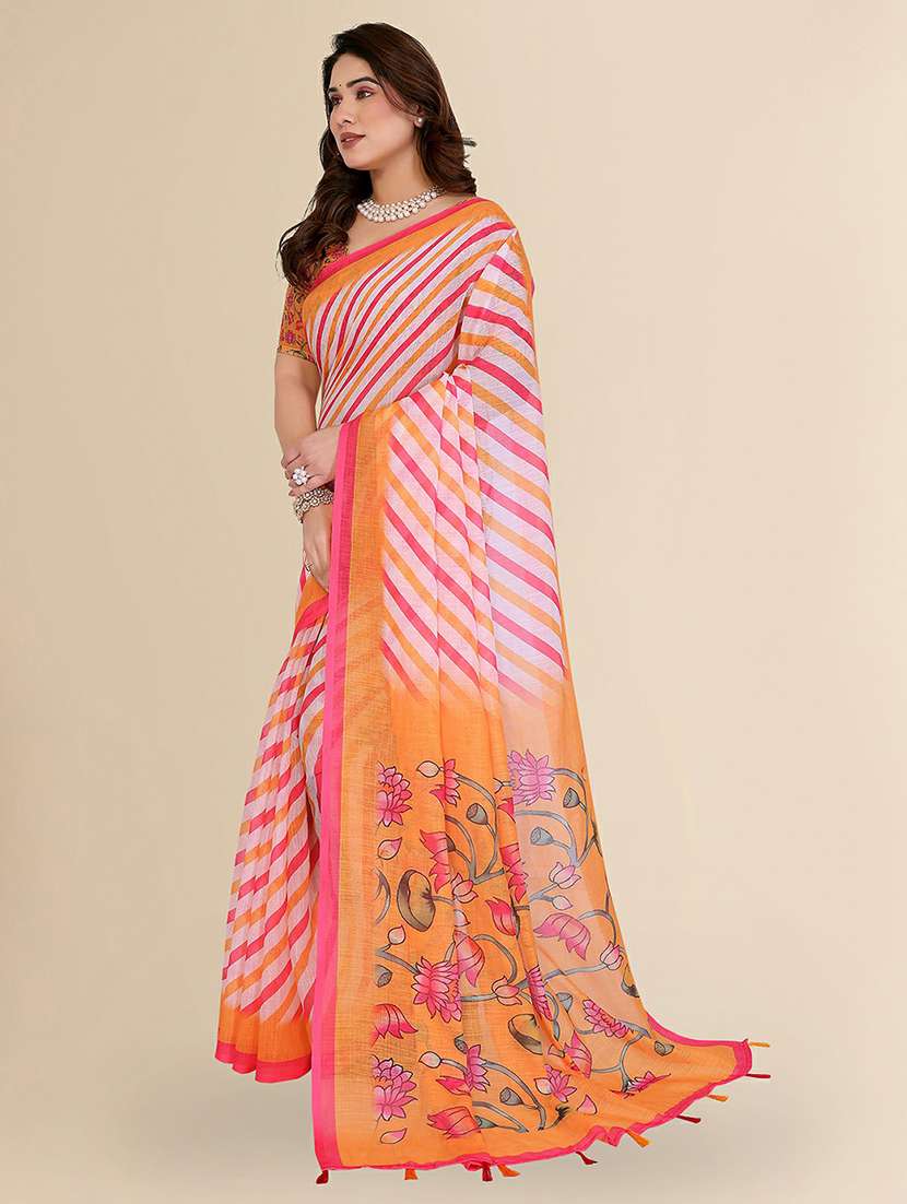 women printed casual wear saree with blouse - 22384328 -  Standard Image - 2