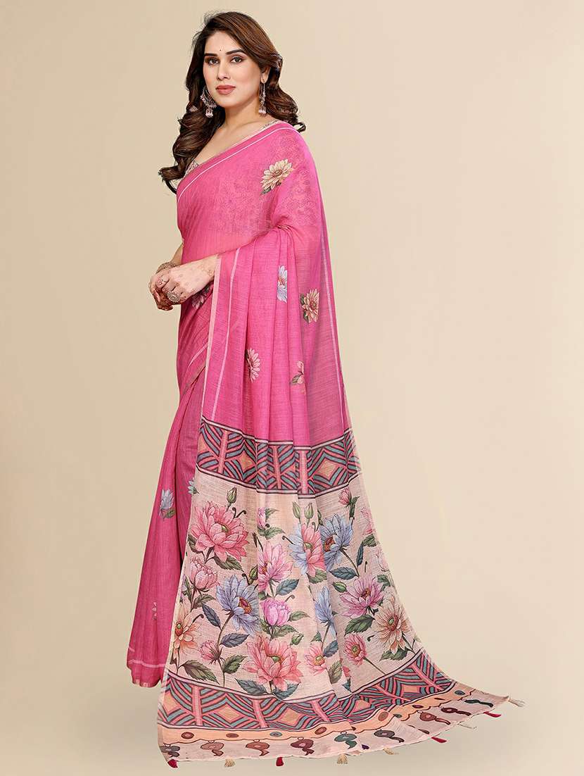 women printed casual wear saree with blouse - 22384335 -  Standard Image - 2