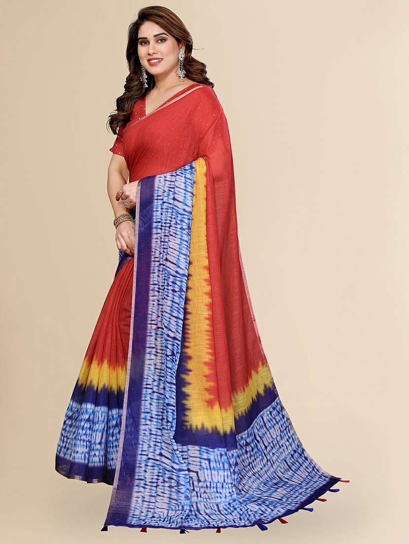 women printed casual wear saree with blouse - 22384338 -  Standard Image - 2