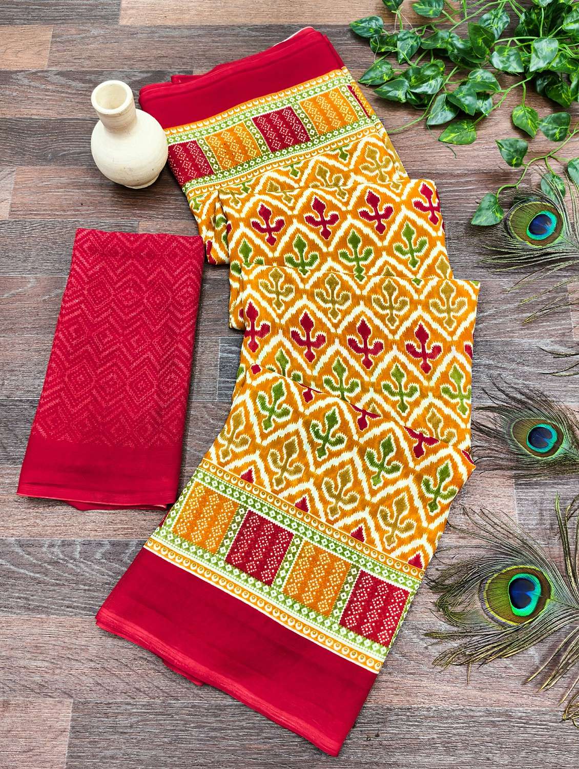 women printed casual wear saree with blouse - 22384373 -  Standard Image - 2