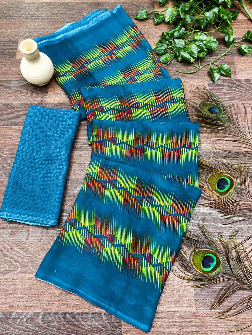 women printed casual wear saree with blouse - 22384416 -  Standard Image - 2