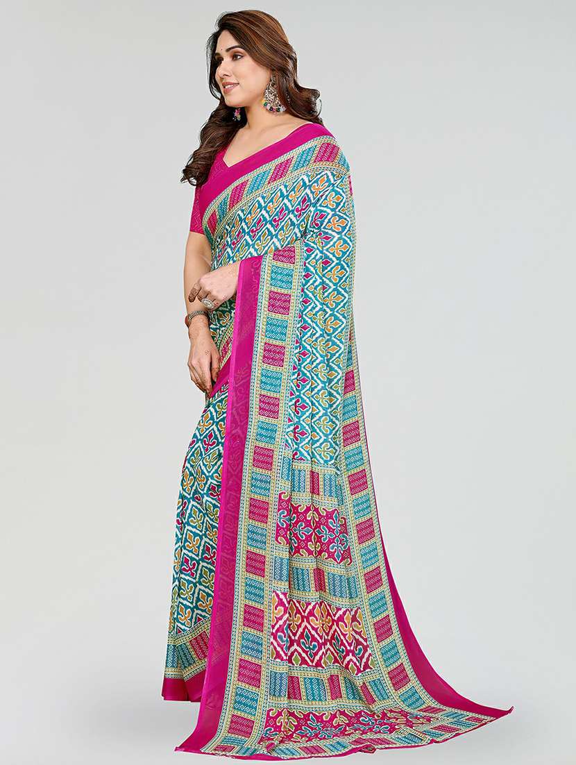 women printed casual wear saree with blouse - 22384554 -  Standard Image - 2