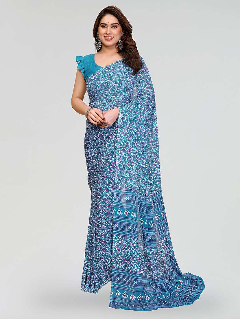 women printed casual wear saree with blouse
