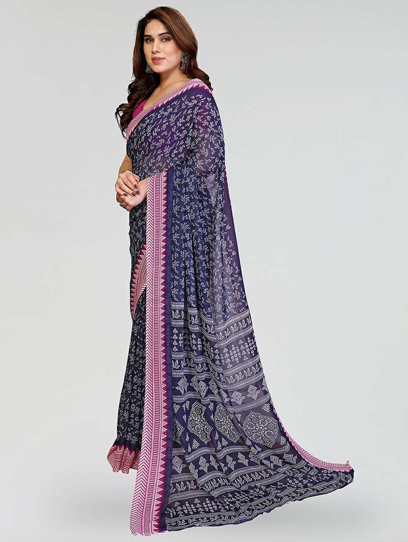 women printed casual wear saree with blouse - 22384587 -  Standard Image - 2