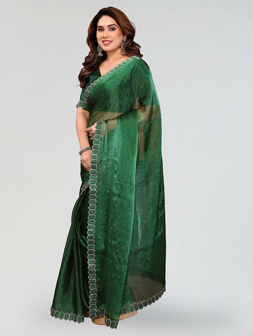 women solid with work embellished saree with blouse - 22384605 -  Standard Image - 2