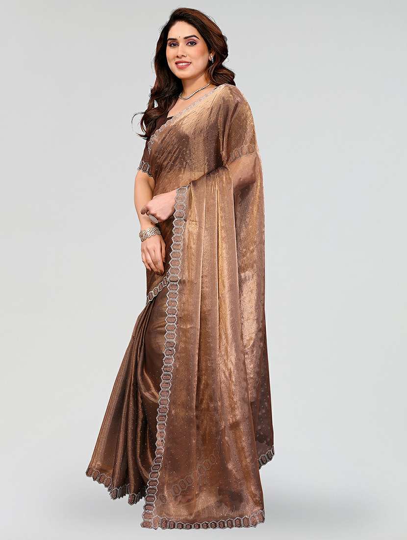 women solid with work embellished saree with blouse - 22384606 -  Standard Image - 2