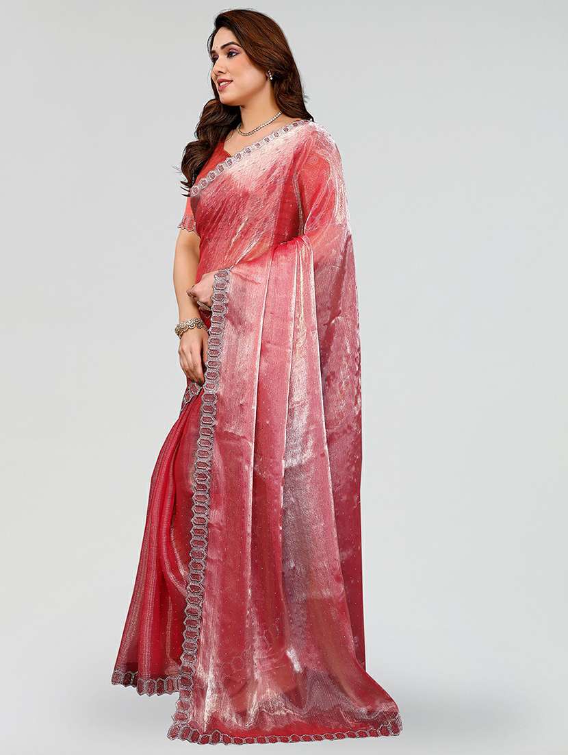 women solid with work embellished saree with blouse - 22384614 -  Standard Image - 2
