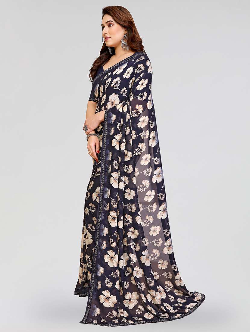 Women Printed Casual Wear Saree With Blouse - 22384647 -  Standard Image - 2