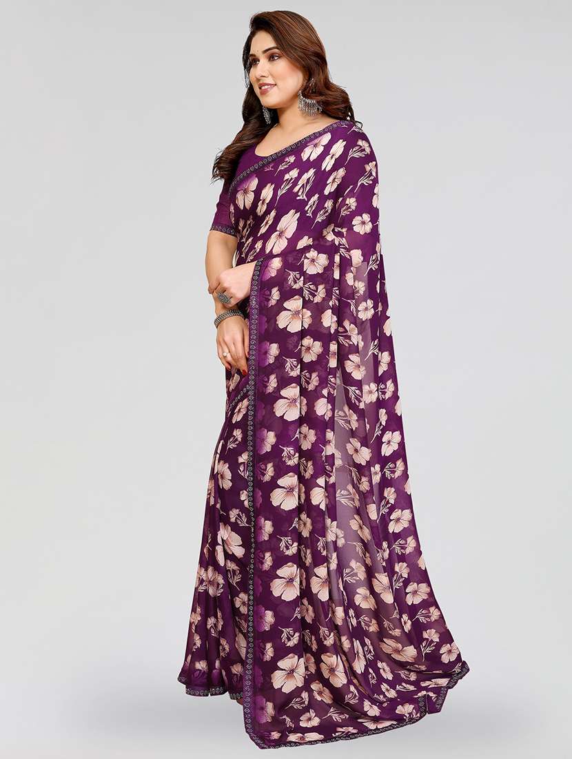 Women Printed Casual Wear Saree With Blouse - 22384650 -  Standard Image - 2