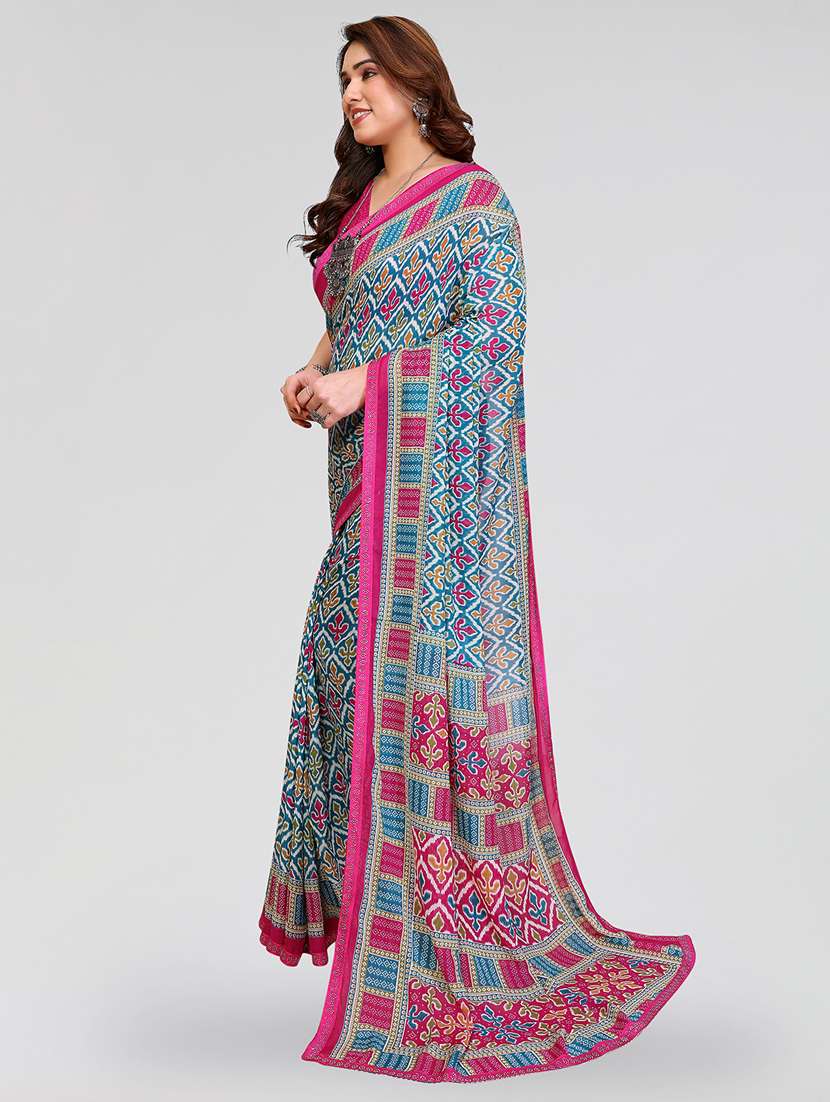 women printed casual wear saree with blouse - 22384662 -  Standard Image - 2