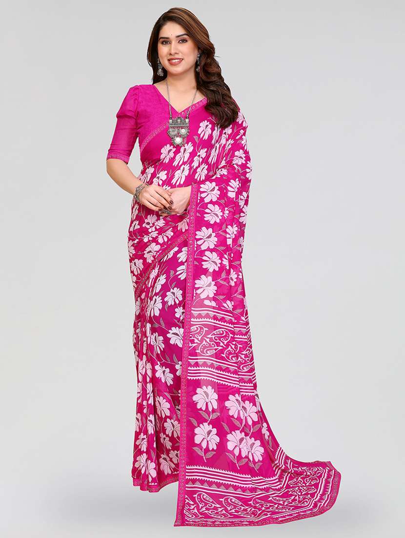 women printed casual wear saree with blouse