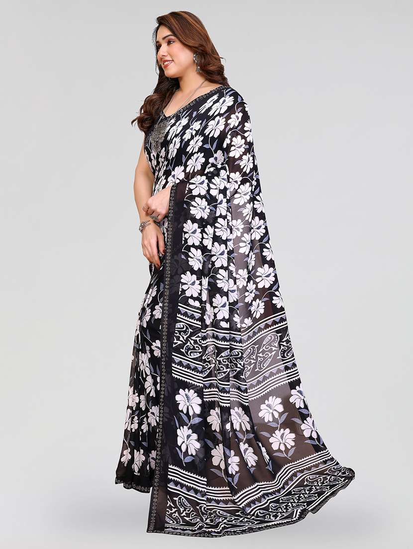 women printed casual wear saree with blouse - 22384674 -  Standard Image - 2