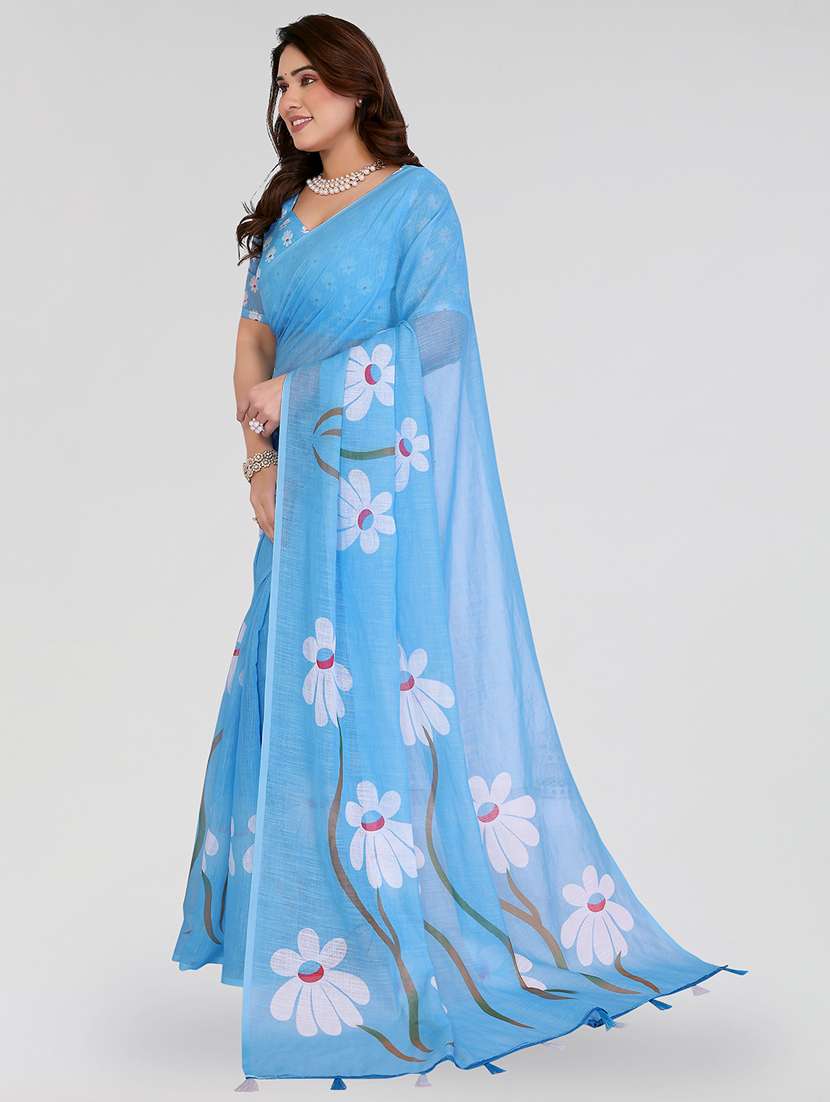 women printed casual wear saree with blouse - 22384687 -  Standard Image - 2