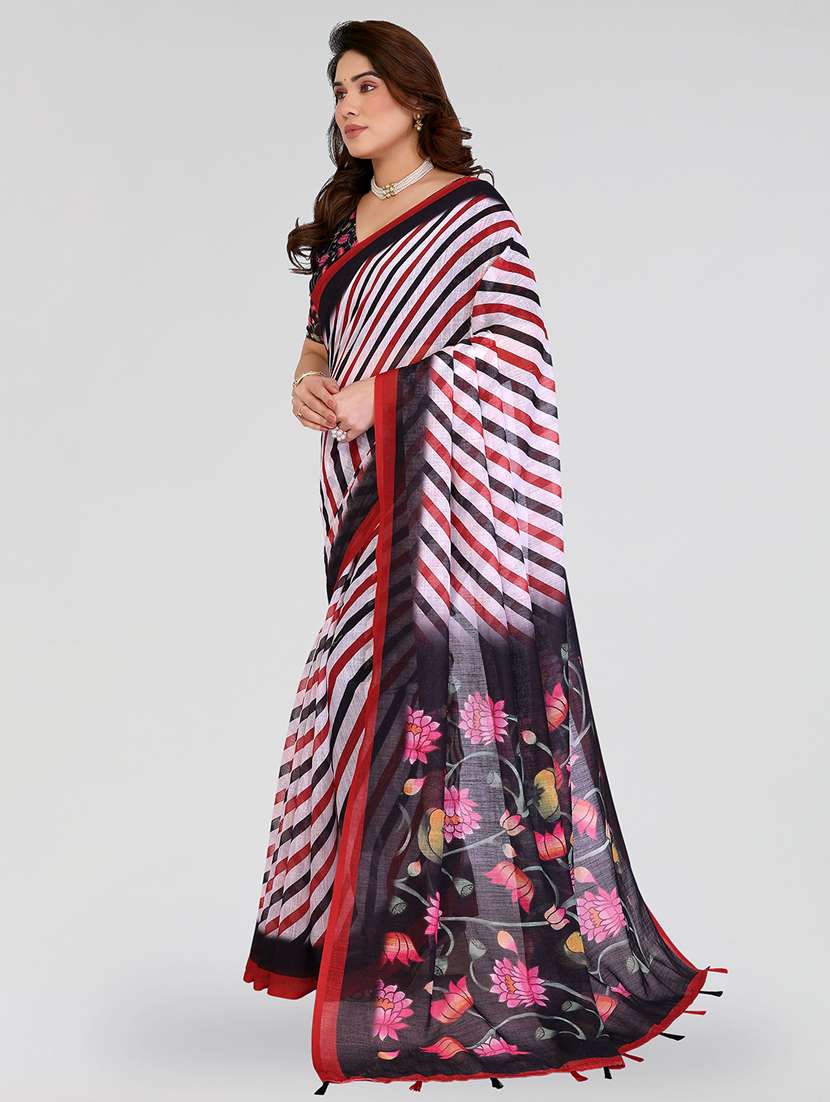 women printed casual wear saree with blouse - 22384693 -  Standard Image - 2