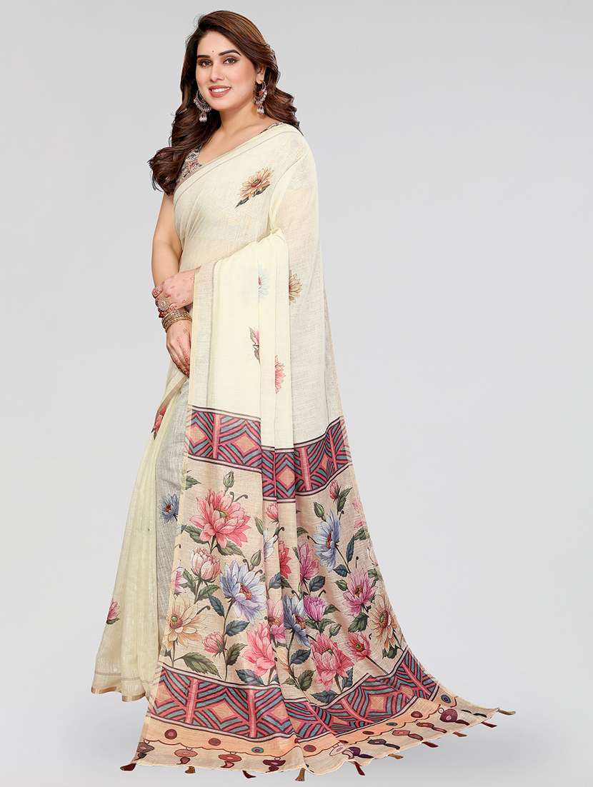 women printed casual wear saree with blouse - 22384697 -  Standard Image - 2
