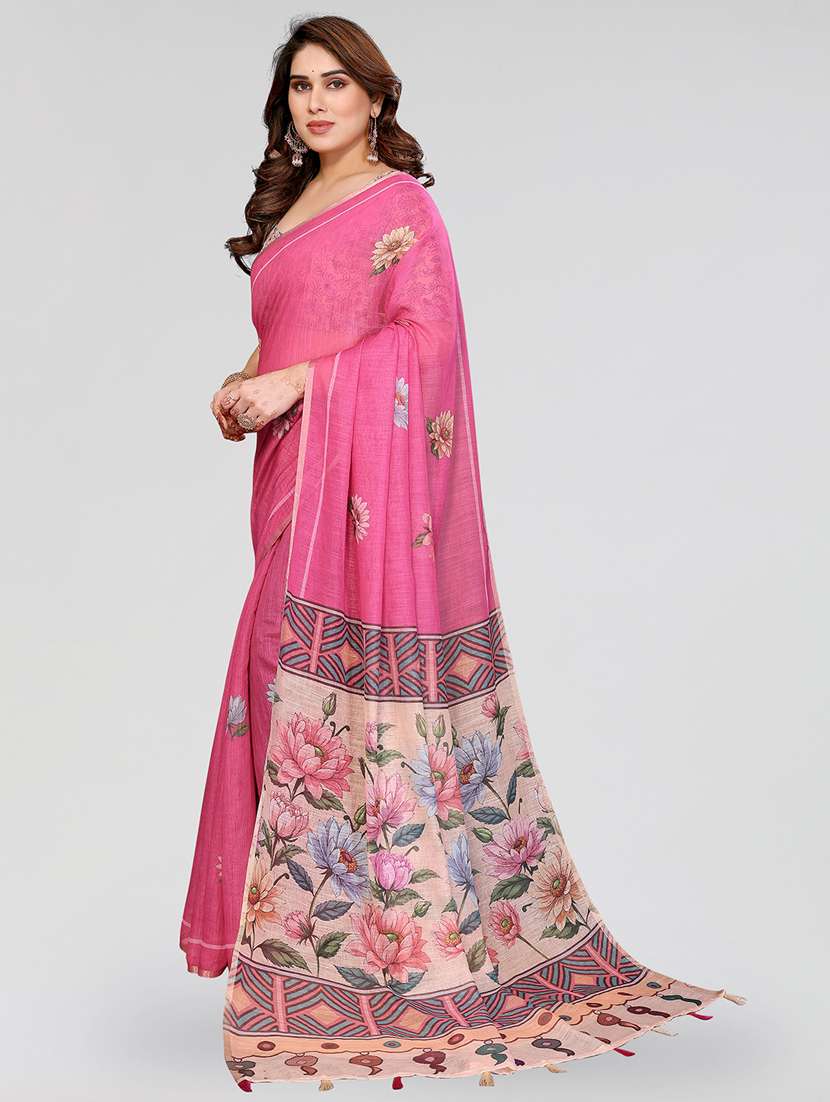 women printed casual wear saree with blouse - 22384699 -  Standard Image - 2