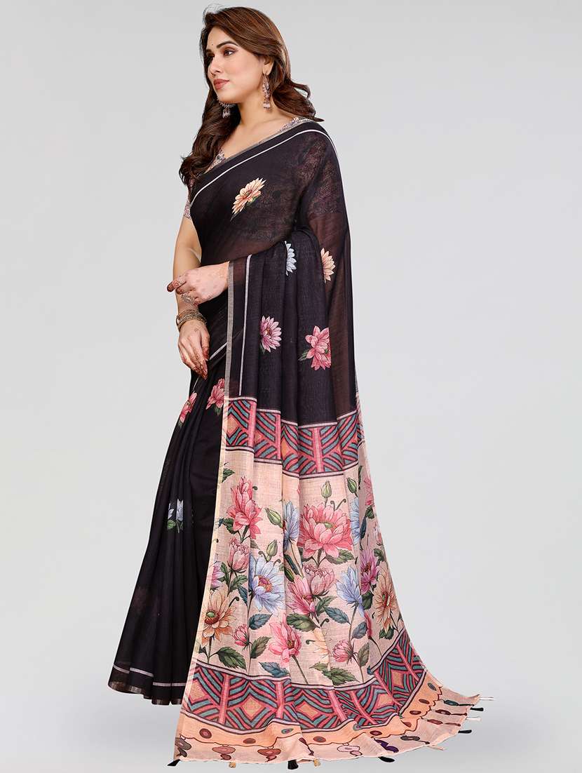 Women Printed Casual Wear Saree With Blouse - 22384700 -  Standard Image - 2
