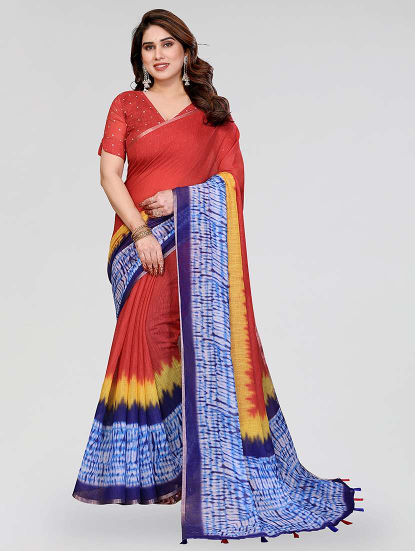women printed casual wear saree with blouse
