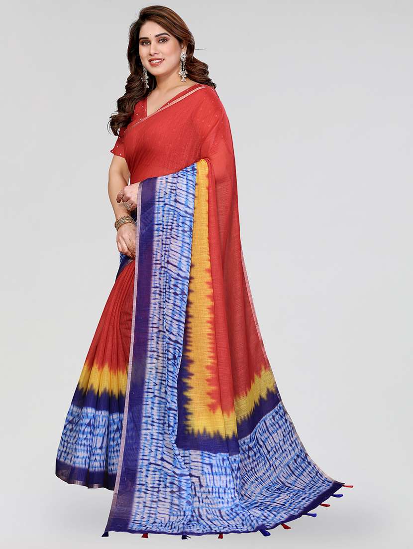women printed casual wear saree with blouse - 22384702 -  Standard Image - 2