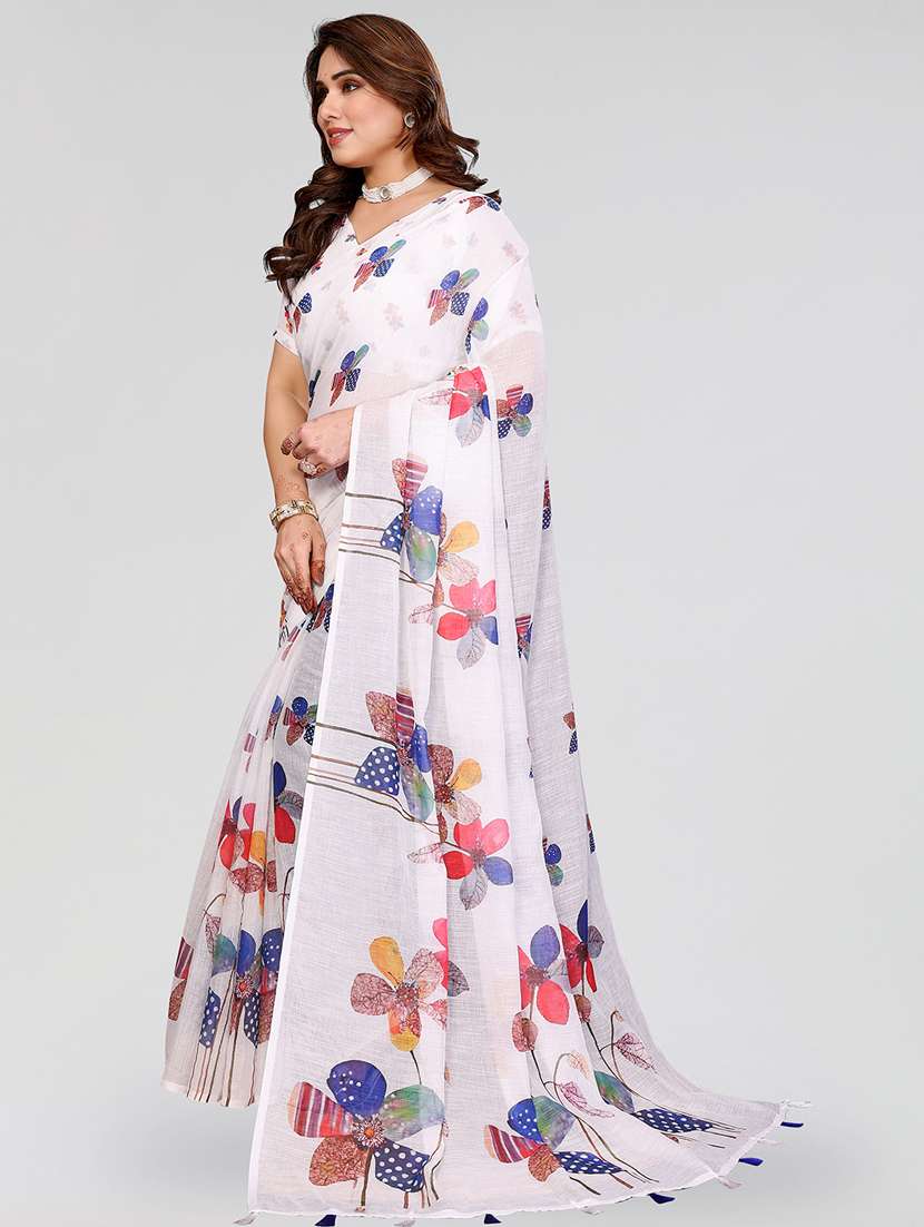 women printed casual wear saree with blouse - 22384711 -  Standard Image - 2