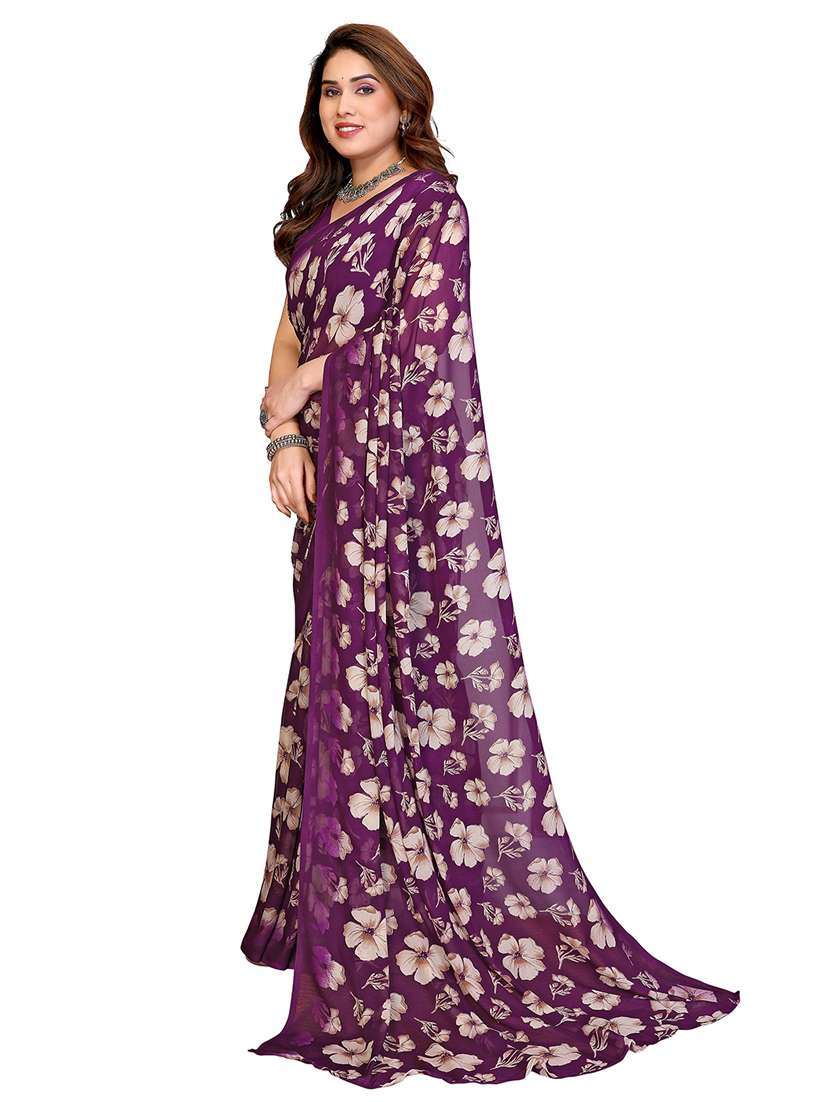 Women Printed Casual Wear Saree With Blouse - 22384725 -  Standard Image - 2