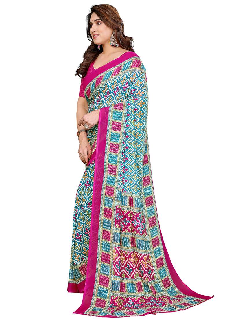 women printed casual wear saree with blouse - 22384736 -  Standard Image - 2
