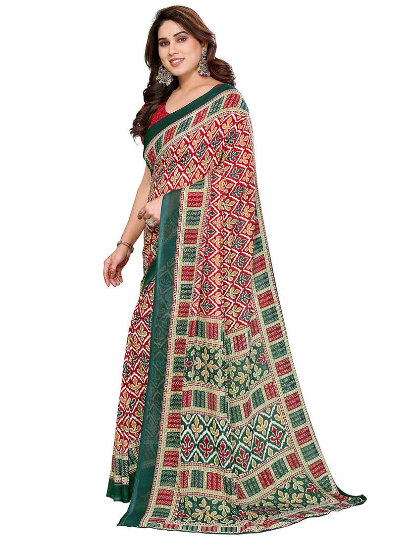 women printed casual wear saree with blouse - 22384738 -  Standard Image - 2