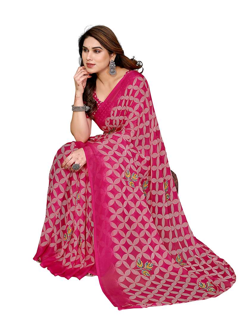 women printed casual wear saree with blouse - 22384742 -  Standard Image - 2