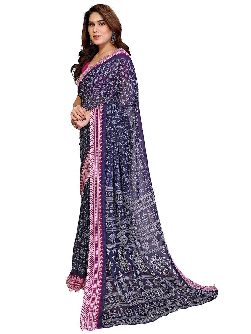 women printed casual wear saree with blouse - 22384769 -  Standard Image - 2