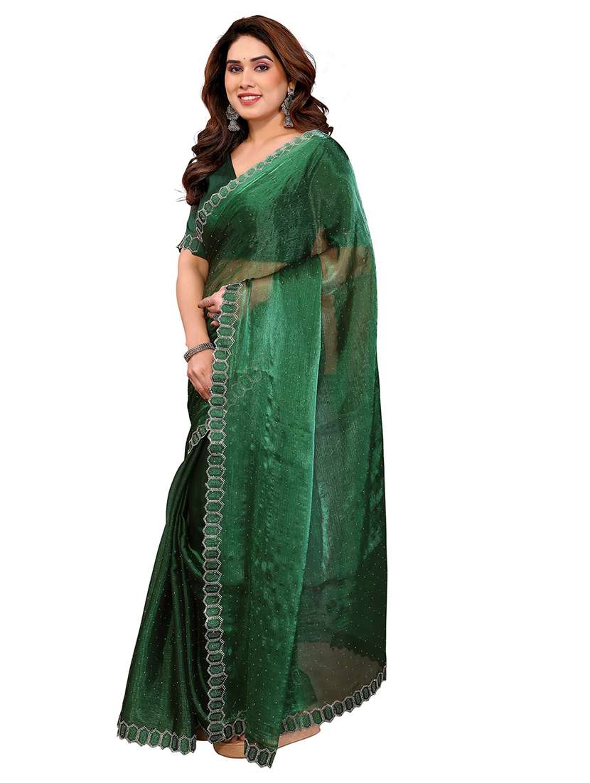women solid with work embellished saree with blouse - 22384788 -  Standard Image - 2