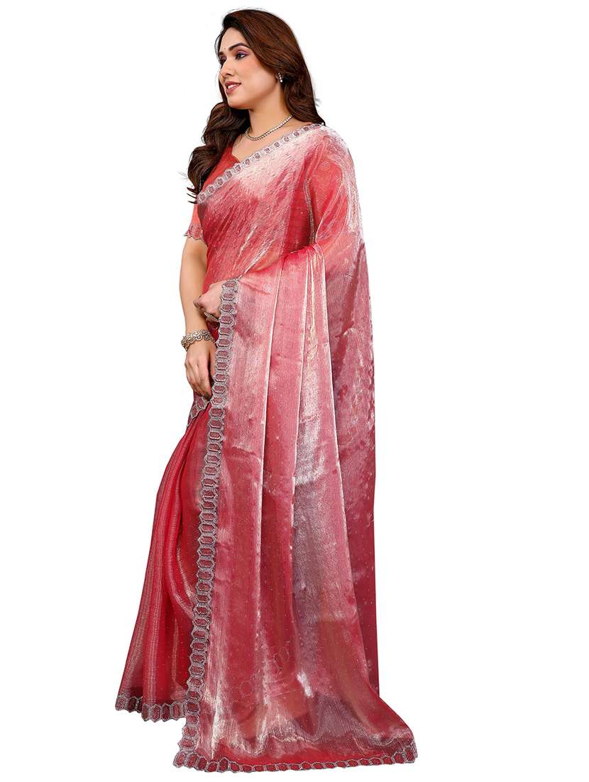 women solid with work embellished saree with blouse - 22384797 -  Standard Image - 2