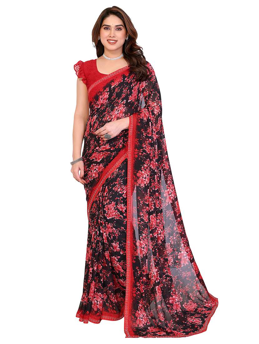 women printed casual wear saree with blouse