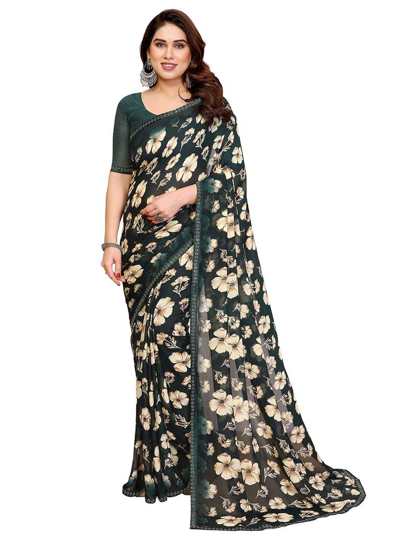 women printed casual wear saree with blouse