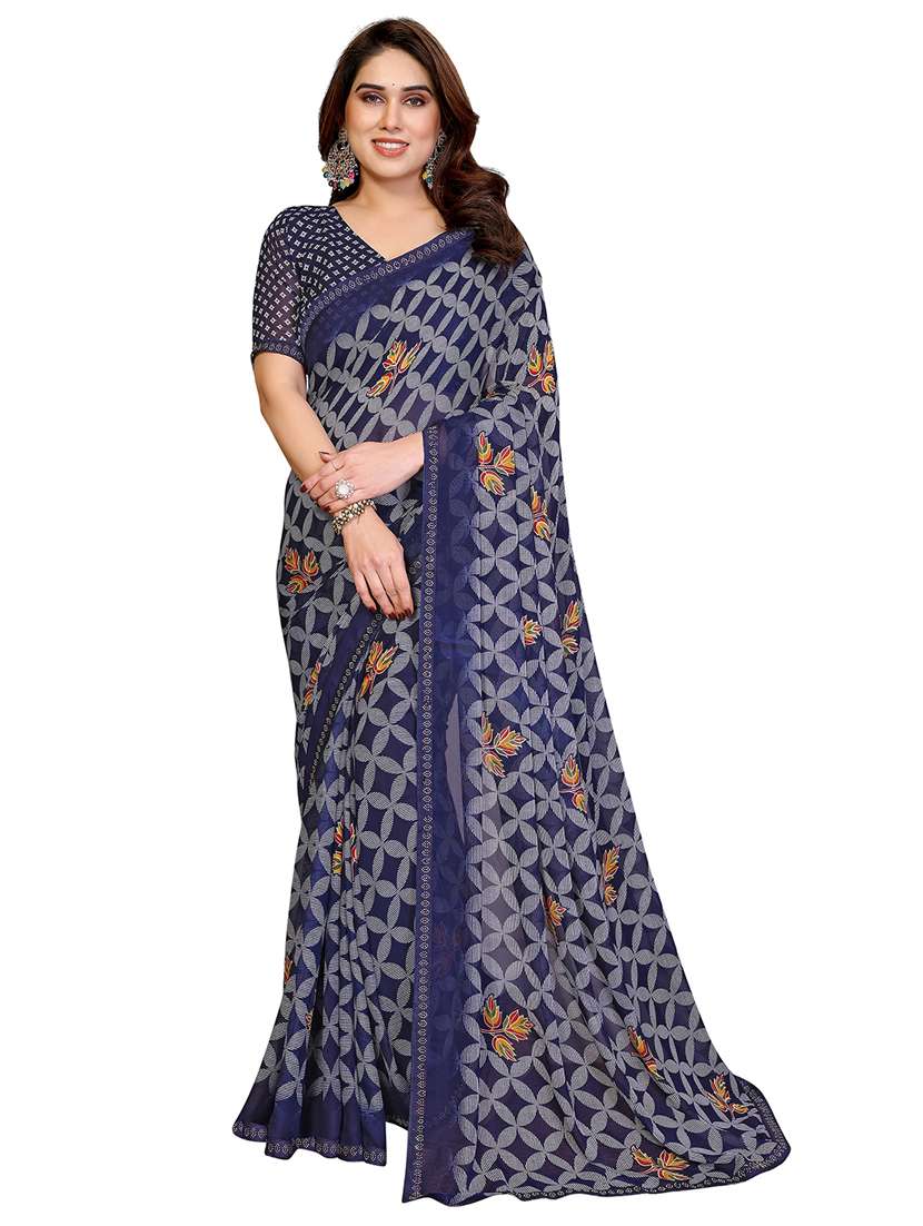 women printed casual wear saree with blouse - 22384849 -  Standard Image - 2