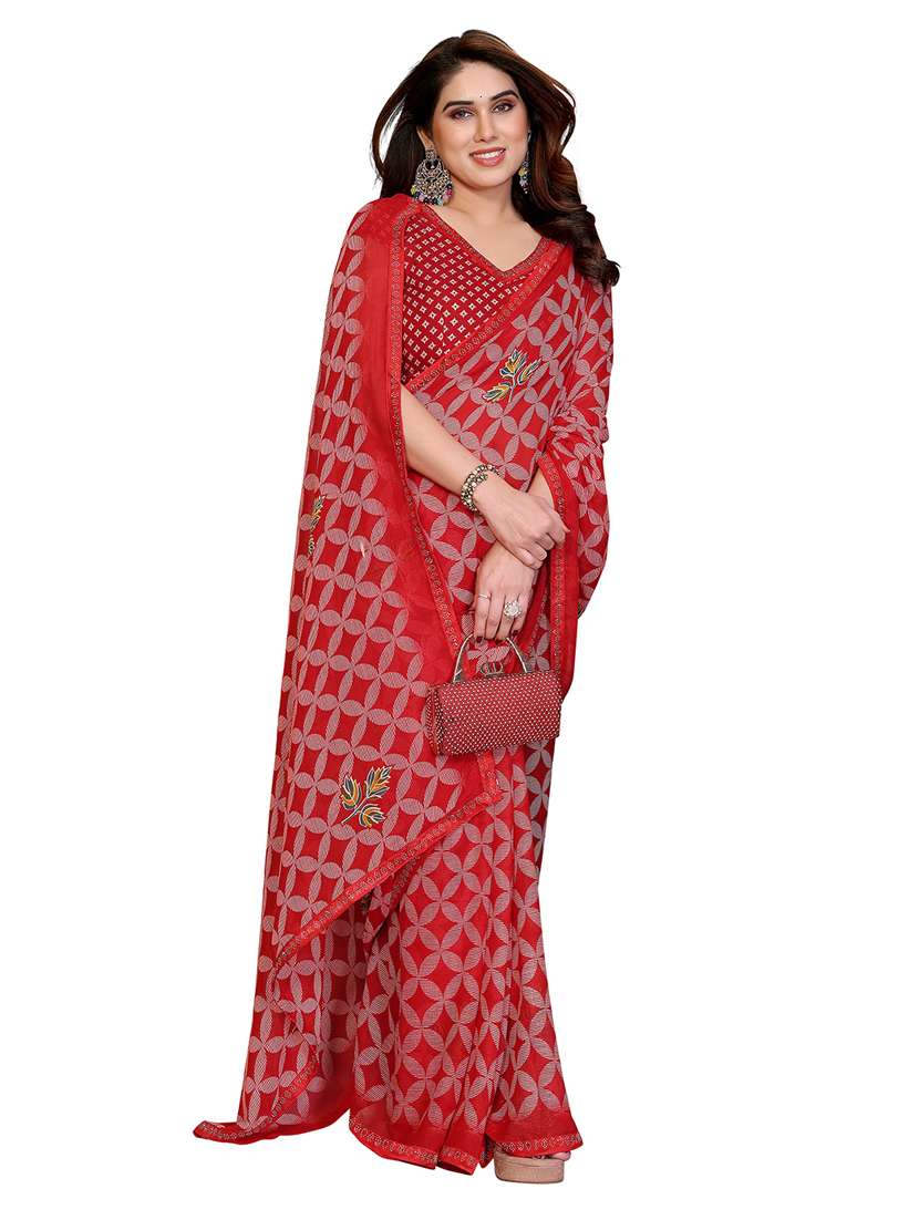 women printed casual wear saree with blouse - 22384853 -  Standard Image - 2