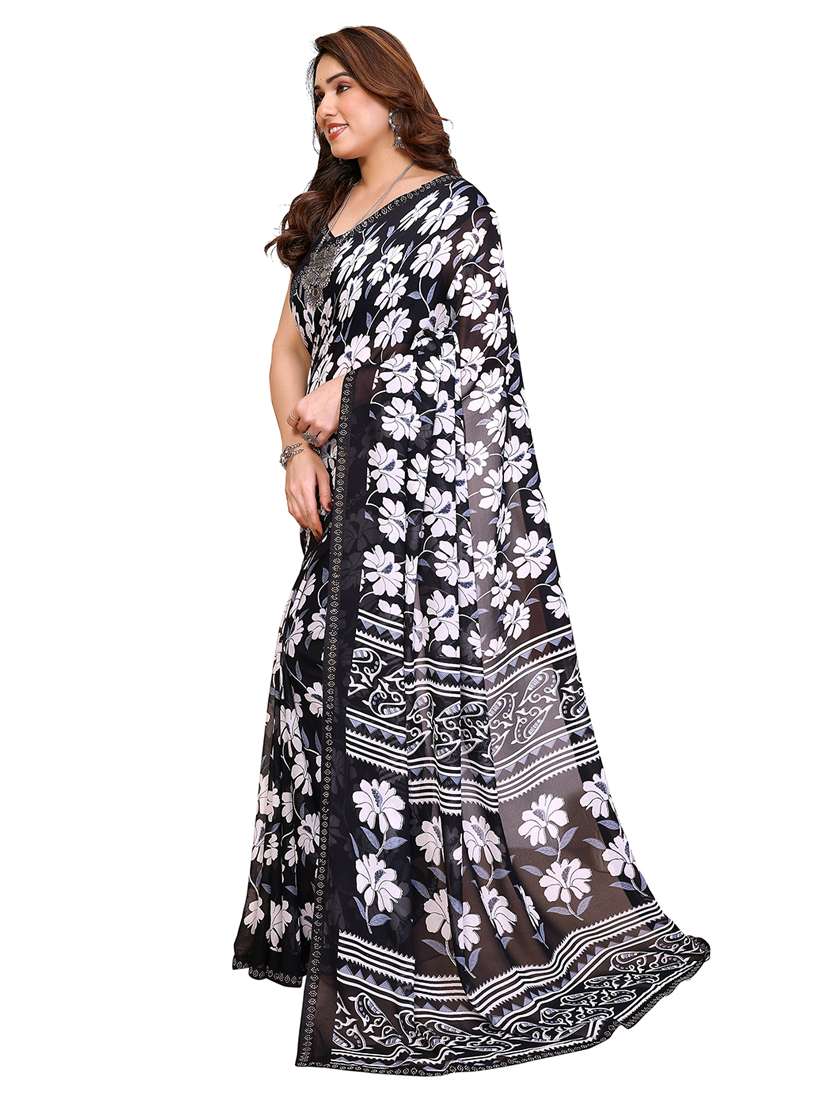 women printed casual wear saree with blouse - 22384857 -  Standard Image - 2