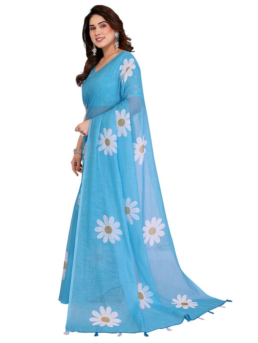 women printed casual wear saree with blouse - 22384866 -  Standard Image - 2