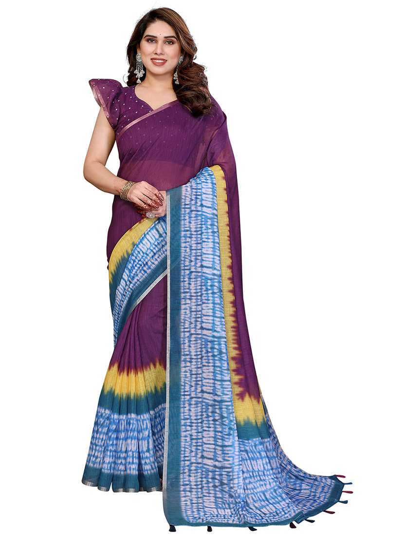 women printed casual wear saree with blouse