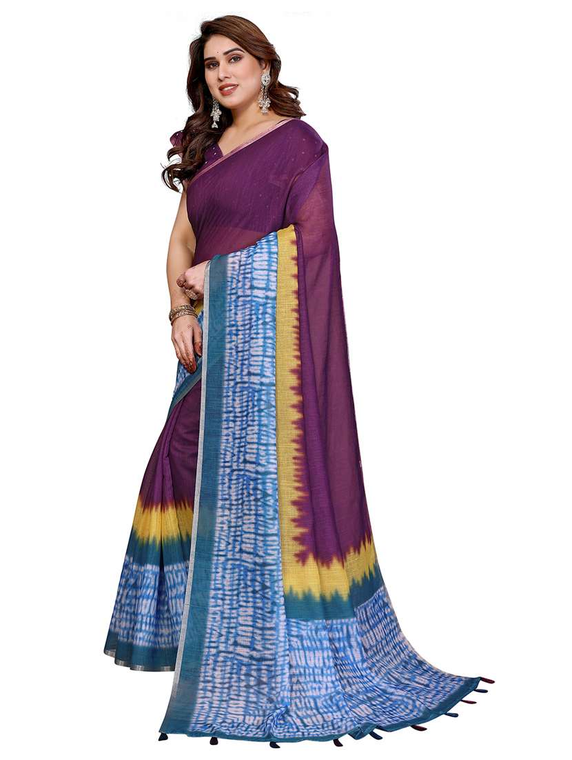 women printed casual wear saree with blouse - 22384886 -  Standard Image - 2