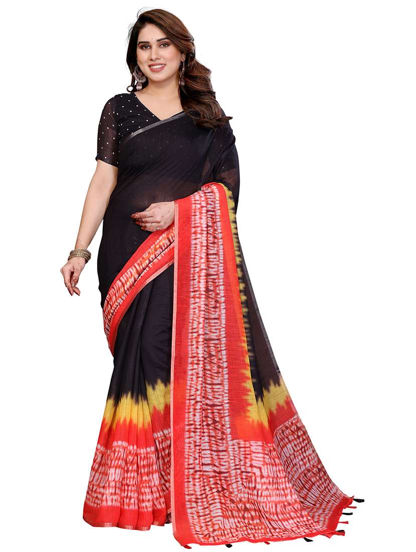 women printed casual wear saree with blouse