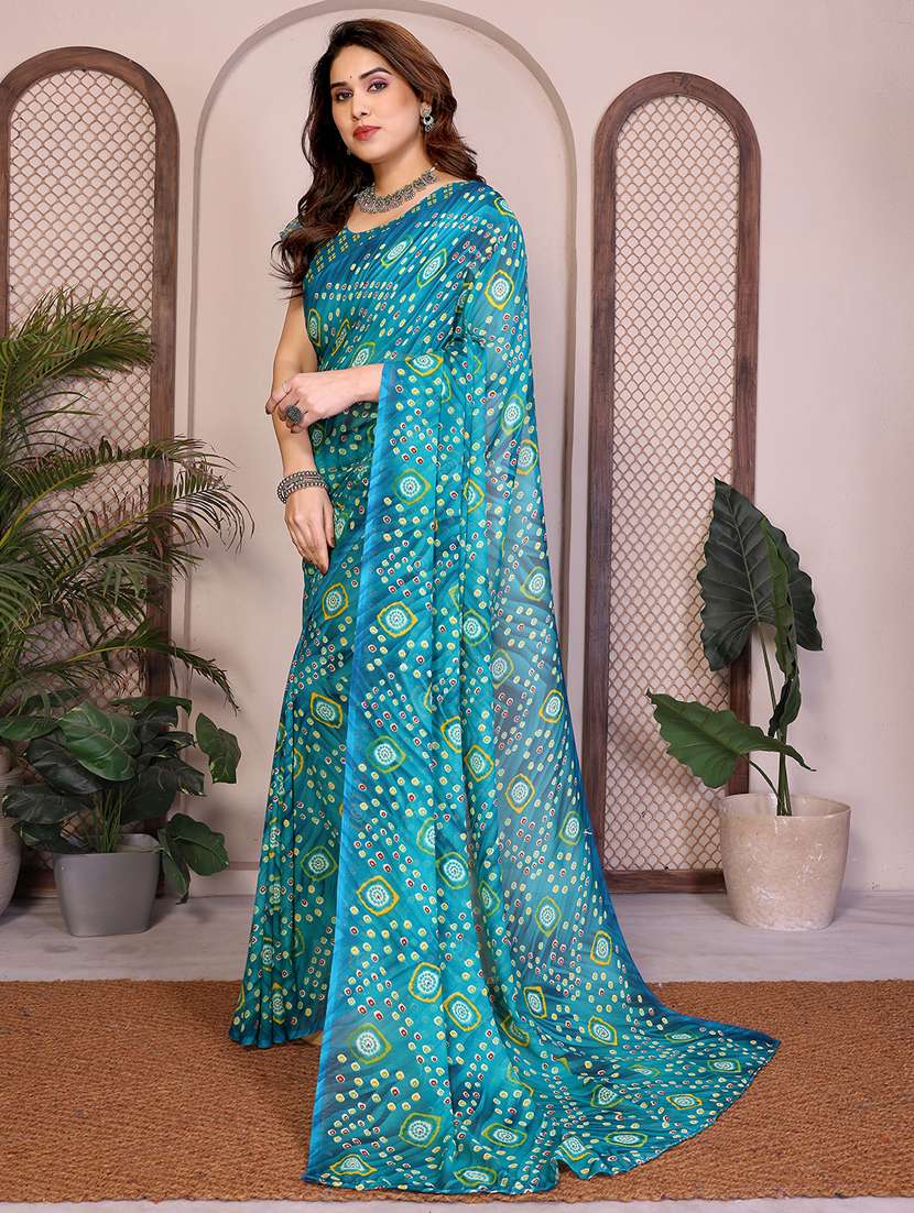 women printed casual wear saree with blouse - 22384913 -  Standard Image - 2