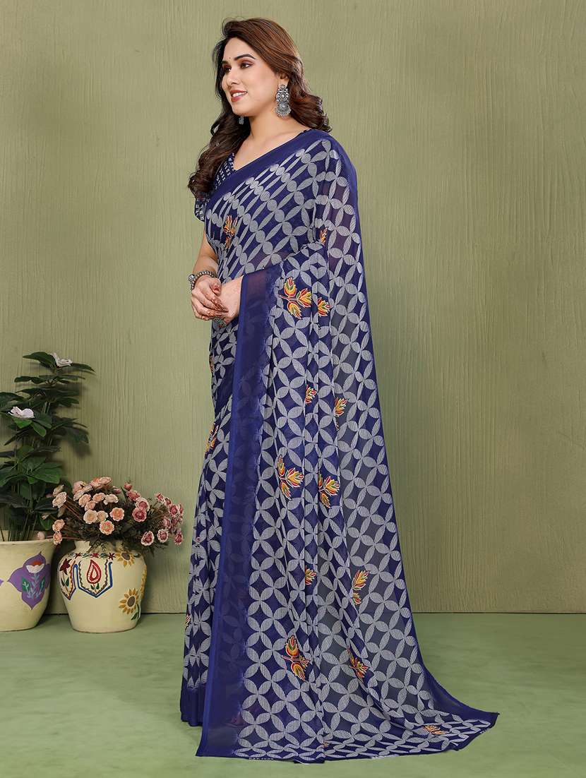 women printed casual wear saree with blouse - 22384923 -  Standard Image - 2