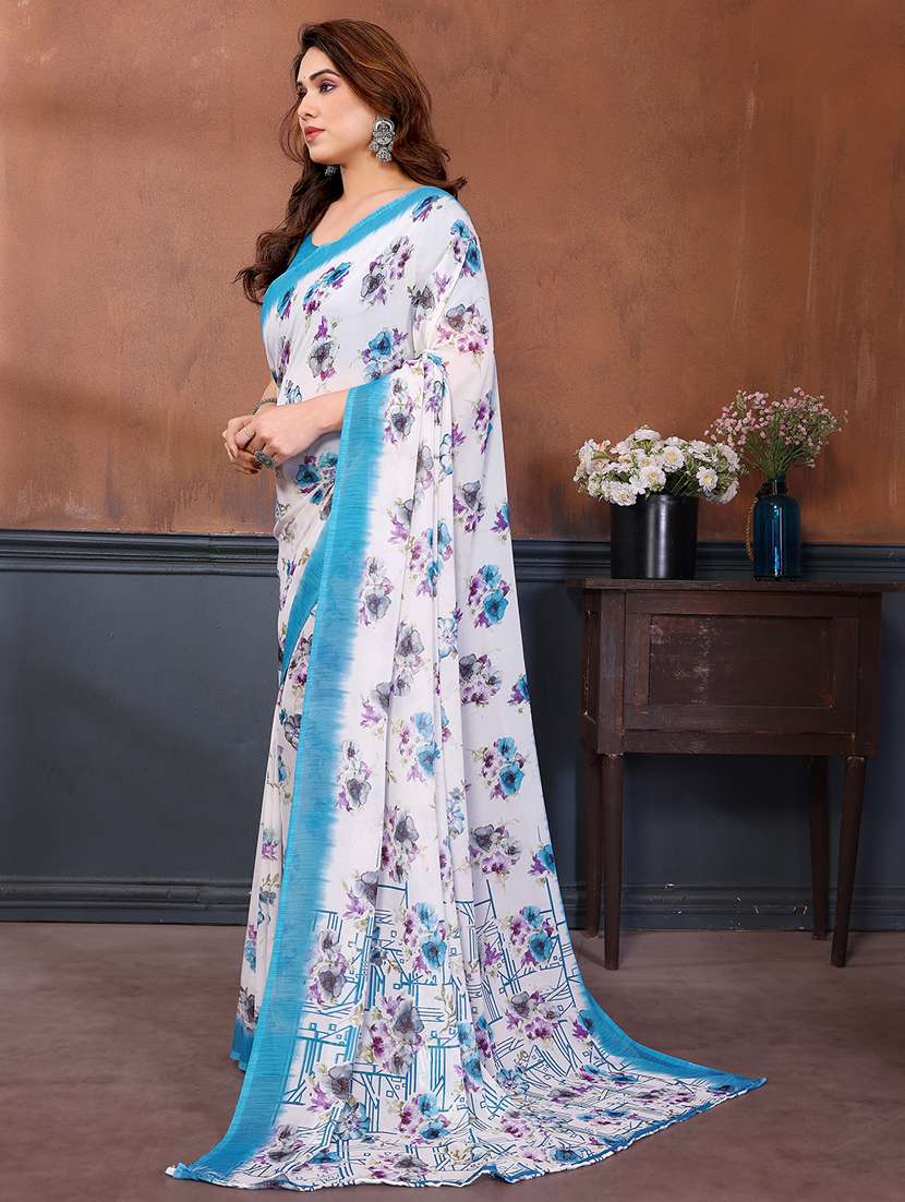 women printed casual wear saree with blouse - 22384936 -  Standard Image - 2