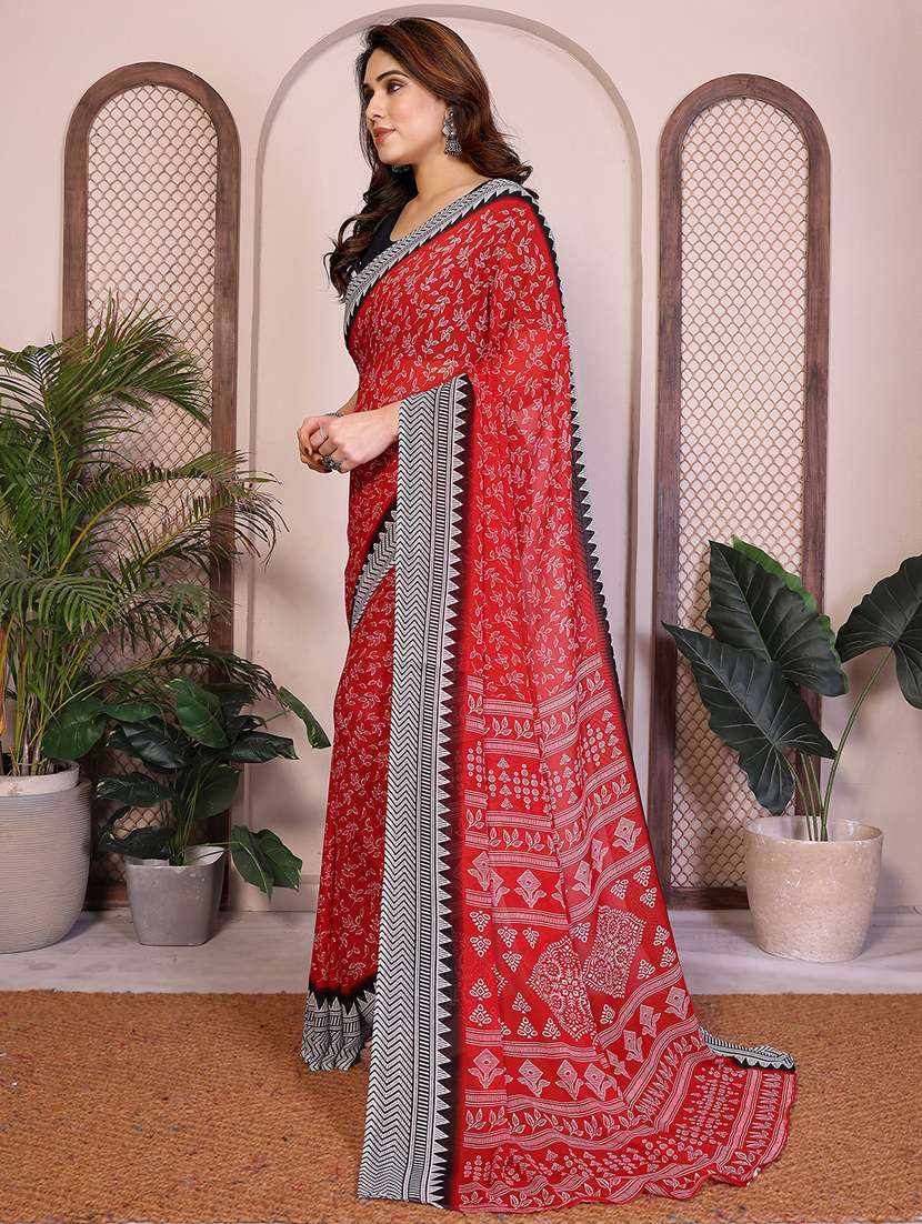 women printed casual wear saree with blouse - 22384953 -  Standard Image - 2