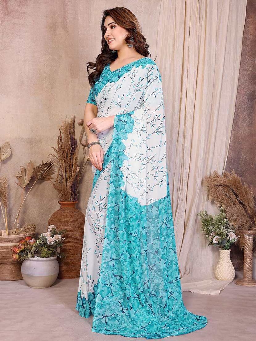 Women Printed Casual Wear Saree With Blouse - 22384956 -  Standard Image - 2