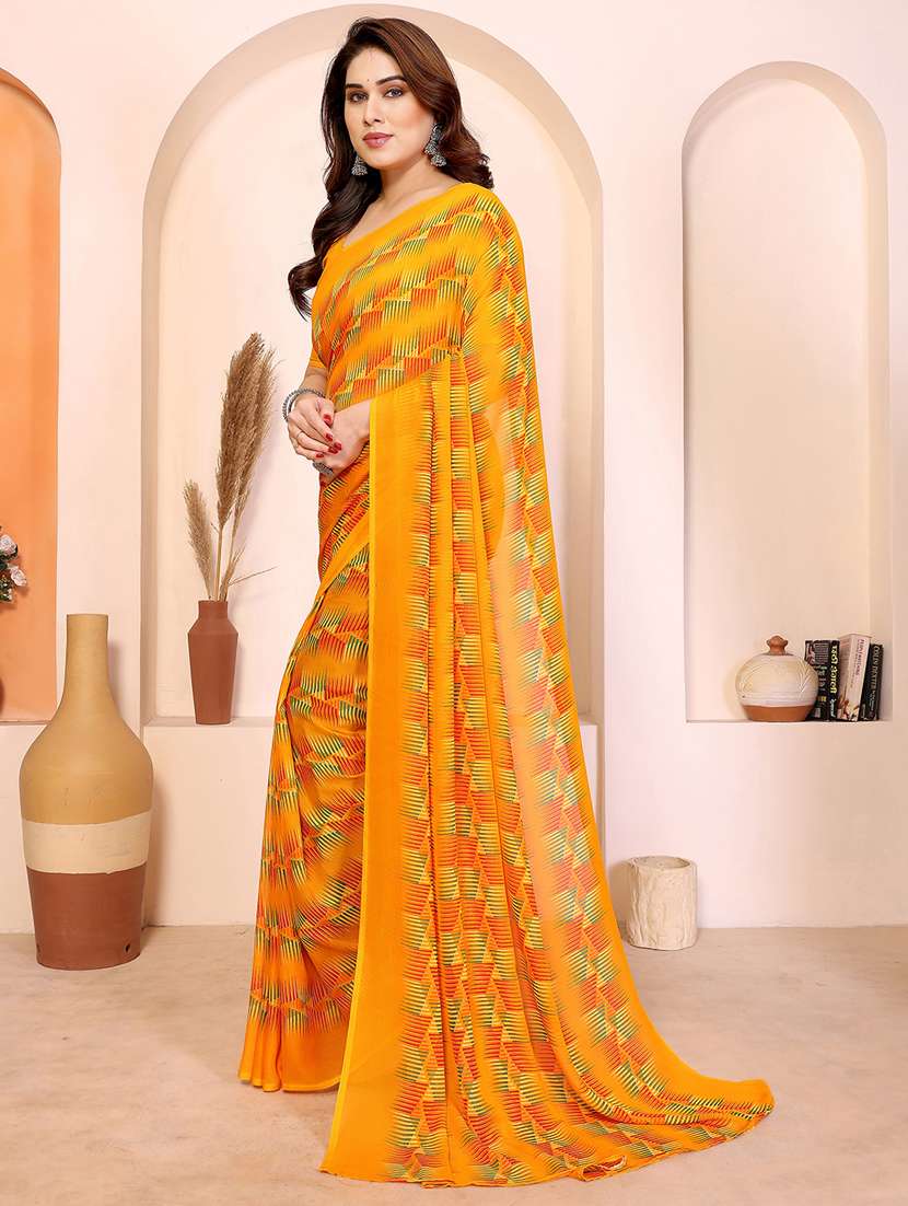 women printed casual wear saree with blouse - 22384964 -  Standard Image - 2