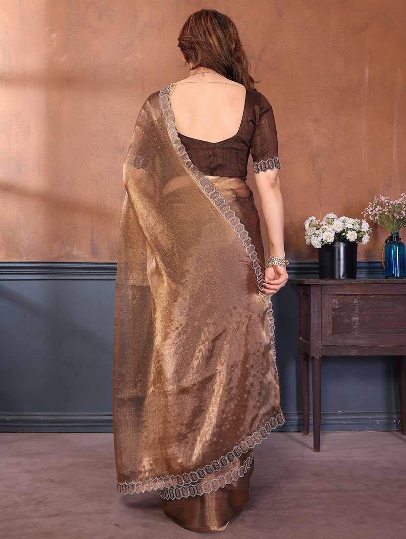 women solid with work embellished saree with blouse - 22384971 -  Standard Image - 2