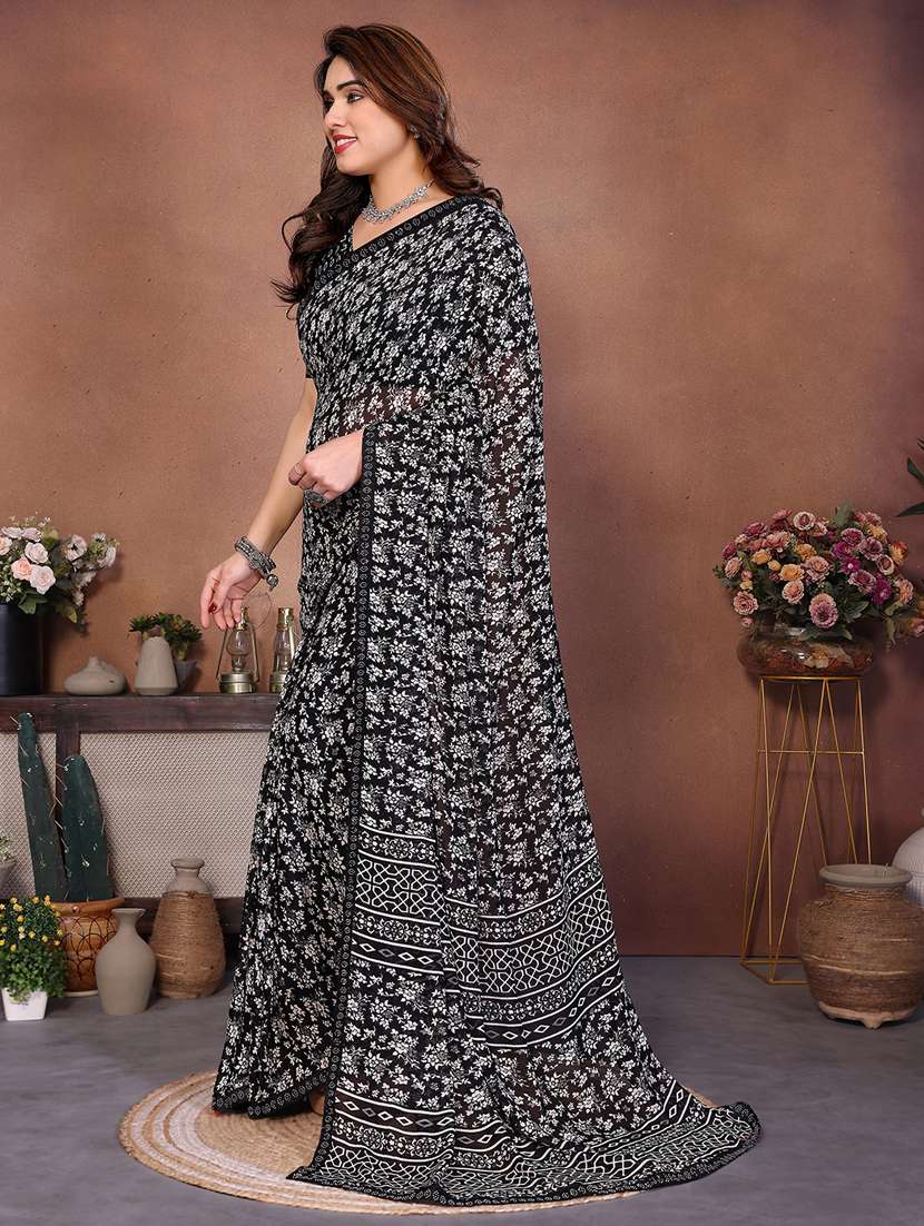 women printed casual wear saree with blouse - 22384986 -  Standard Image - 2