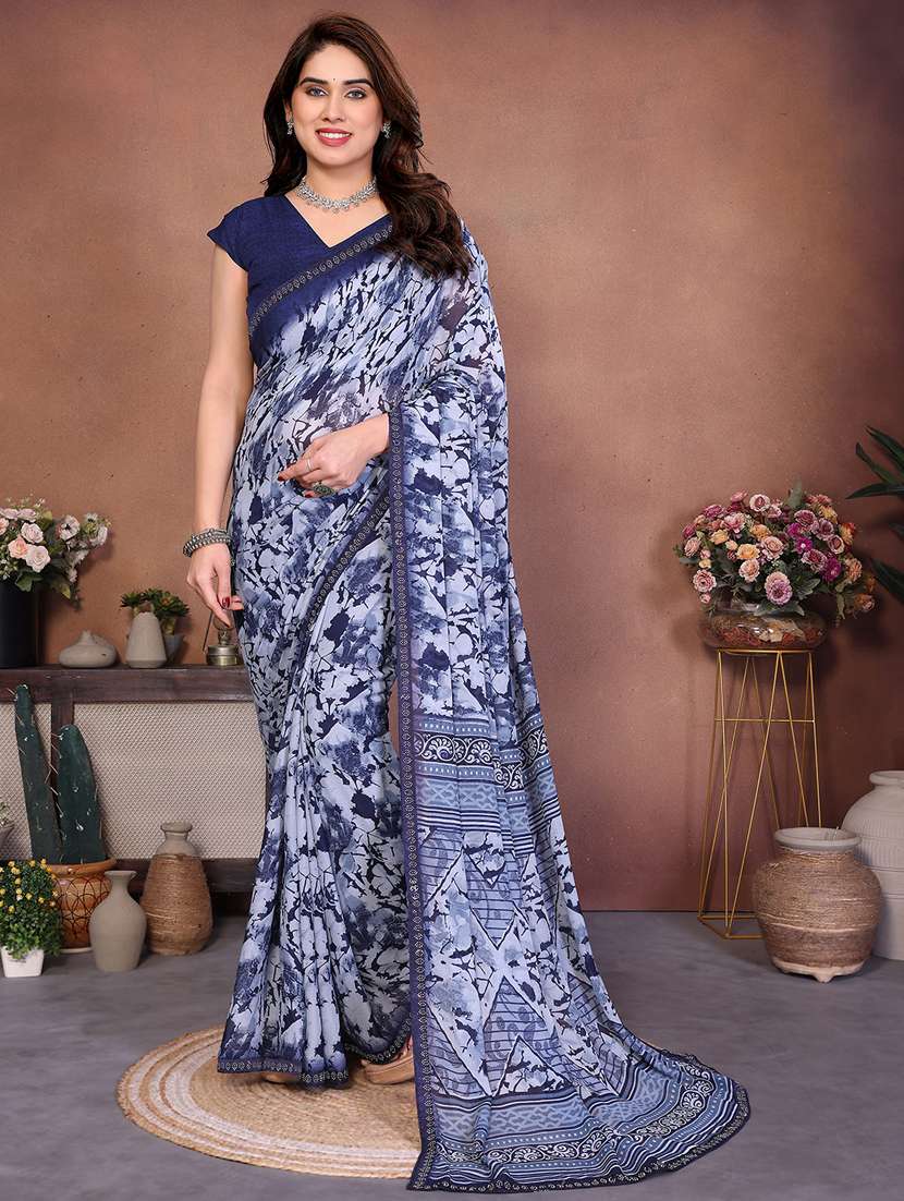 women printed casual wear saree with blouse