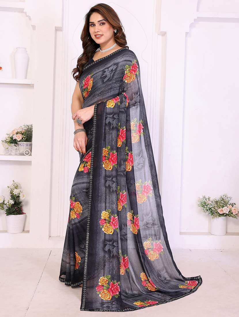 women printed casual wear saree with blouse - 22384997 -  Standard Image - 2